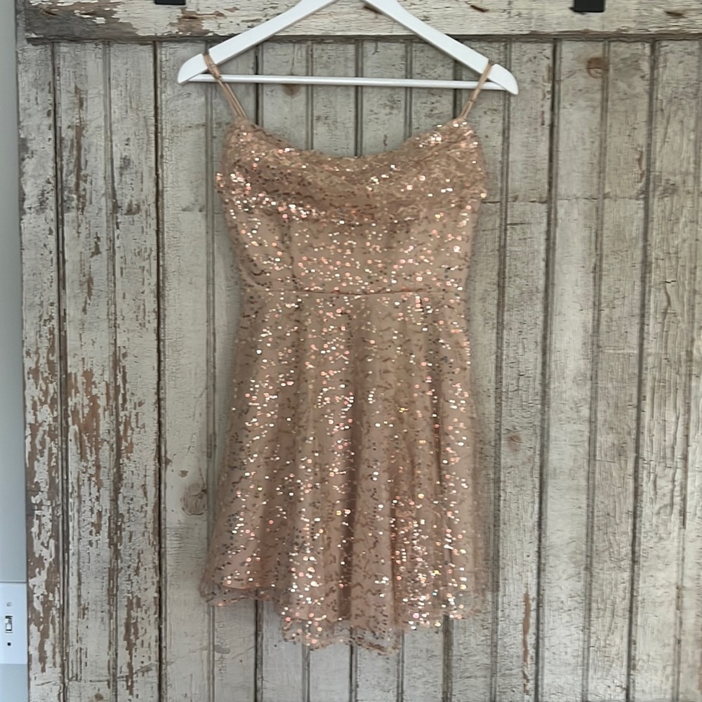 Hello Molly Sequin Rose Gold Dress